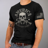 America Support Crew T-Shirt Skull and Crossed Guns Sleeve Print Mens Short Sleeve - Tophatter Daily Deals