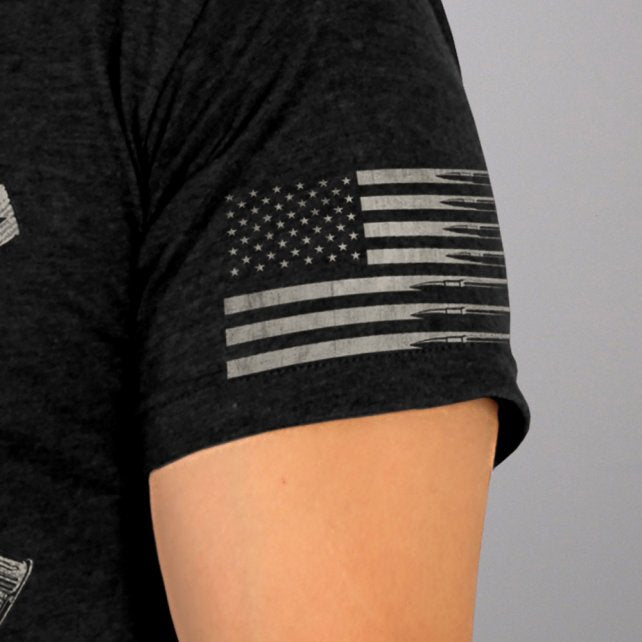 America Support Crew T-Shirt Skull and Crossed Guns Sleeve Print Mens Short Sleeve - Tophatter Daily Deals