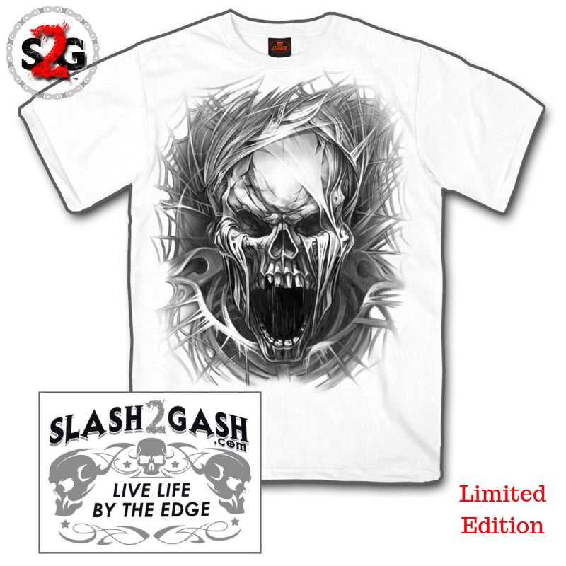 Hot Leathers Screaming Skull Men’s T-Shirt Custom Slash2Gash Mens Short Sleeve - Tophatter Daily Deals