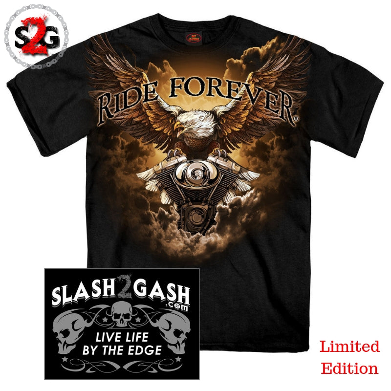 Hot Leathers Storm Clouds Eagle Motorcycle T-Shirt Custom Slash2Gash Mens Short Sleeve - Tophatter Daily Deals