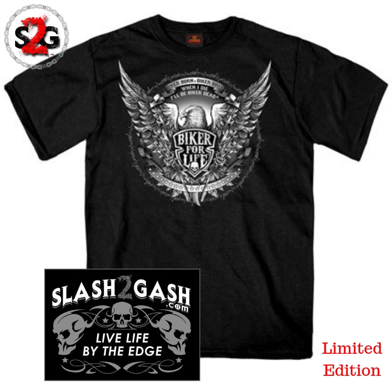Hot Leathers Bold Eagle Biker For Life T-Shirt Custom Slash2Gash Mens Short Sleeve - Tophatter Daily Deals