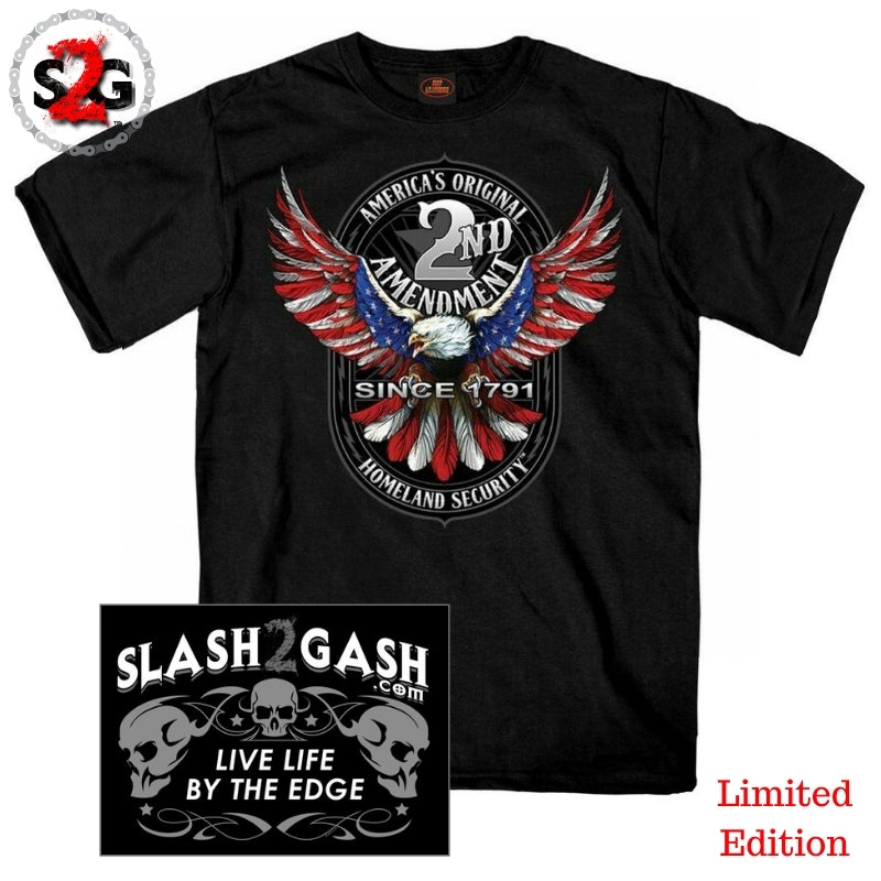 Patriotic Eagle USA American Flag Biker T-Shirt 2nd Amend Mens Short Sleeve - Tophatter Daily Deals
