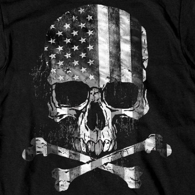 Flag Skull T-Shirt Crossbones Mens Short Sleeve slash2gash S2G Mens Short Sleeve - Tophatter Daily Deals