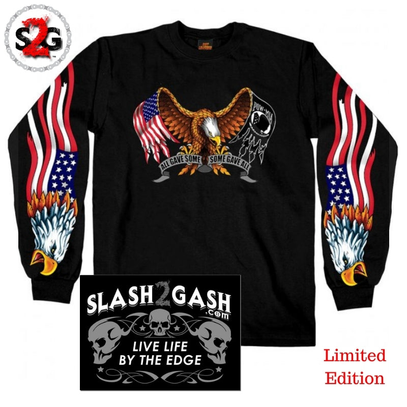 All Gave Some Long Sleeve Shirt w/ American Flag Eagle POW MIA Mens Long Sleeve - Tophatter Daily Deals