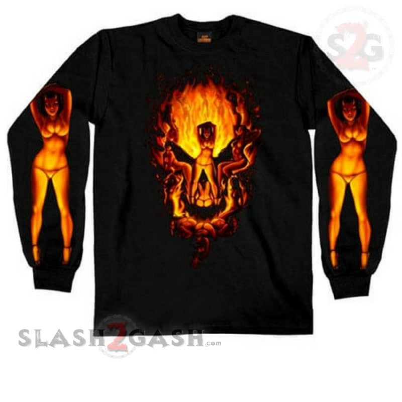 Hot Leathers Devil Chicks Make Skull Long Sleeve Shirt LAST ONE Mens Long Sleeve - Tophatter Daily Deals