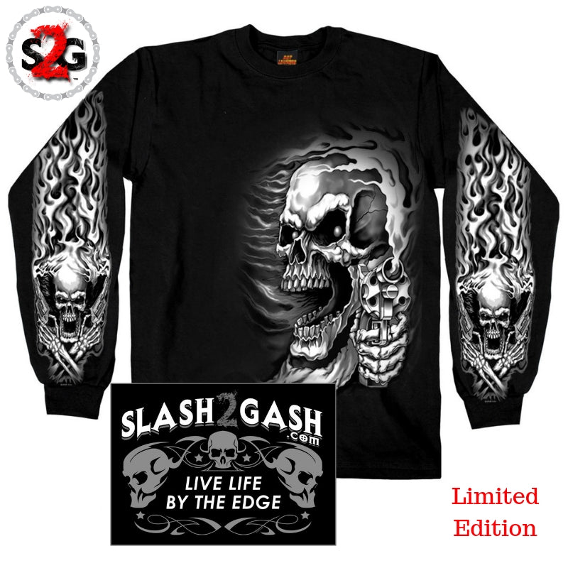 Hot Leathers Assassin Double Sided Long Sleeve TShirt Skull Custom S2G Mens Long Sleeve - Tophatter Daily Deals