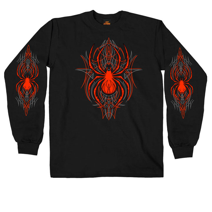 Hot Leathers Pinstripe Spider Long Sleeve Double Sided TShirt Custom S2G Mens Long Sleeve - Tophatter Daily Deals