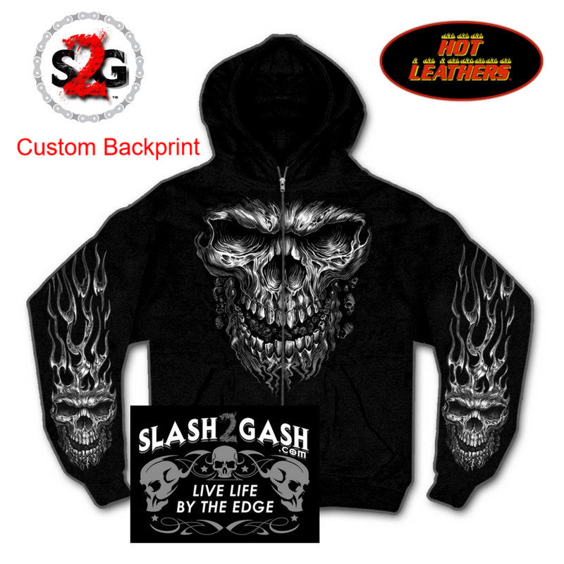Hot Leathers Shredder Skull Hooded Sweatshirt Custom slash2gash Hoodies & Sweatshirts - Tophatter Daily Deals