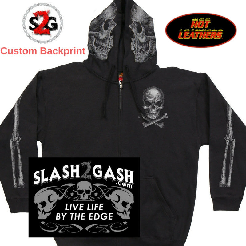 Hot Leathers Jolly Roger Skull Hoodie Custom slash2gash Backprint Hoodies & Sweatshirts - Tophatter Daily Deals