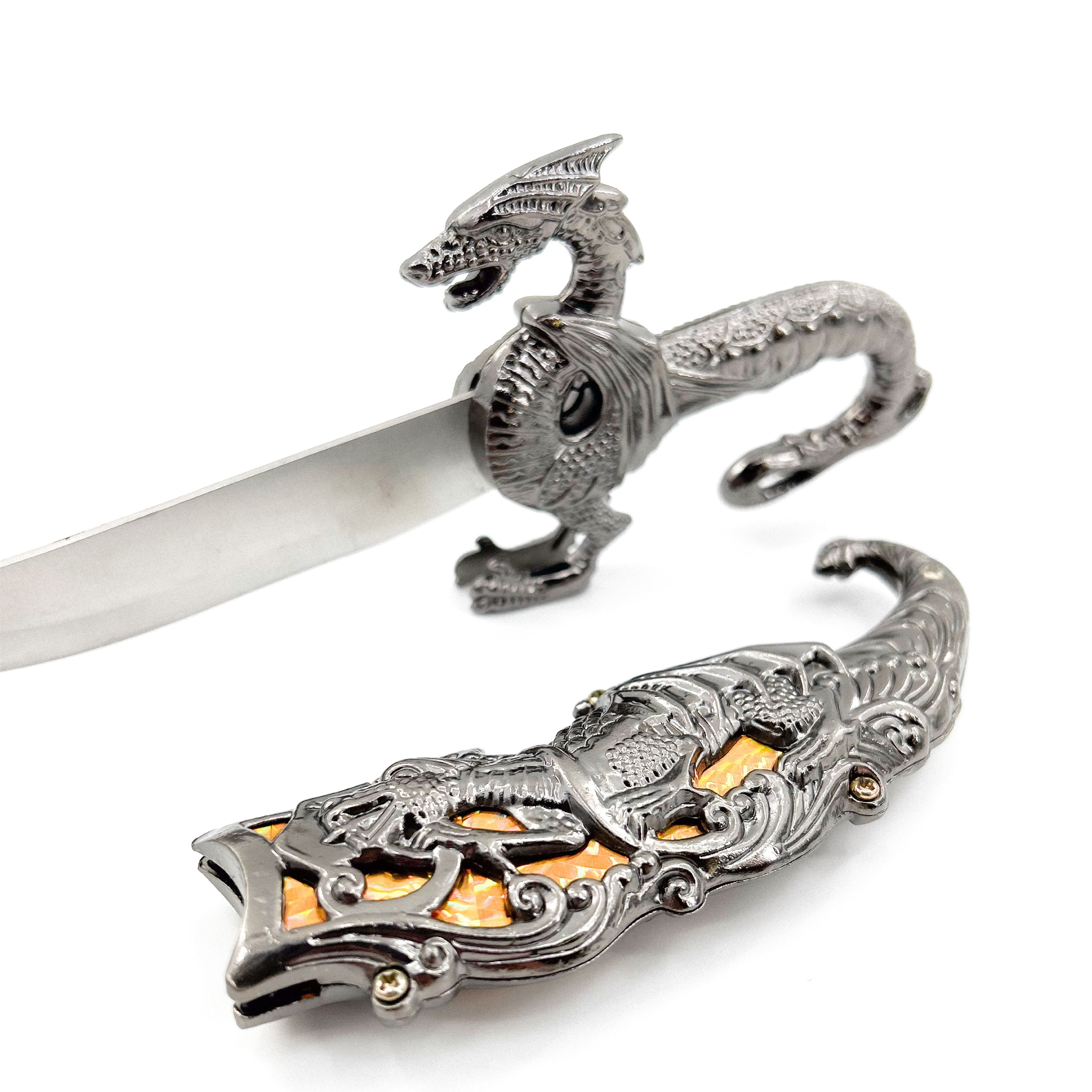 Golden Dragon Fantasy Dagger Knife Dagger - Tophatter Daily Deals