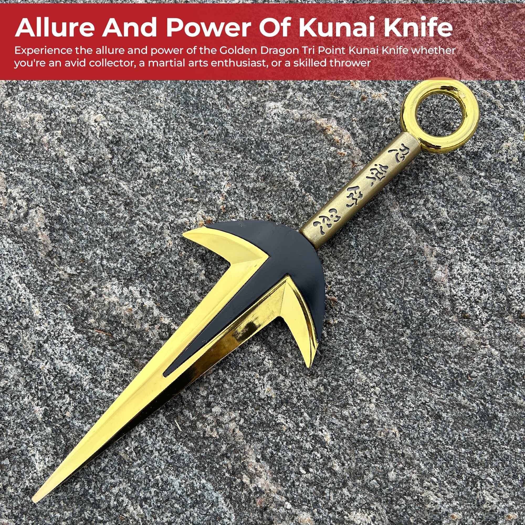 Golden Dragon Tri Point Kunai Knife Throwing Knife - Tophatter Daily Deals