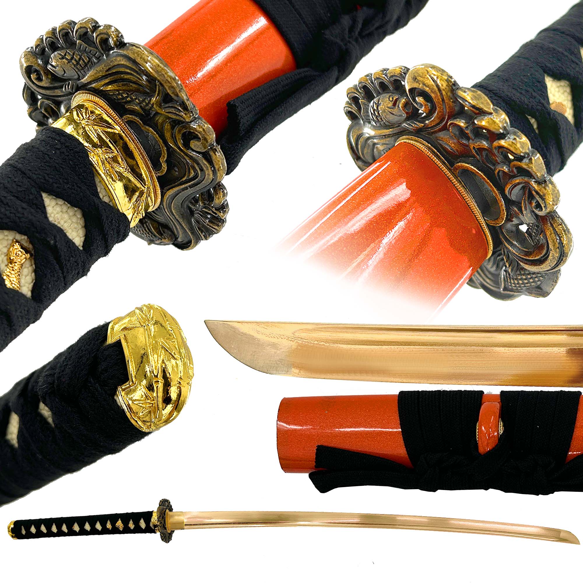 Golden Koi Elegance Handmade Katana Swords - Tophatter Daily Deals