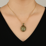 Gold Dragon Egg Pendant Necklace – Antique Fantasy-Inspired Jewelry with Textured Scale Design, 18" Chain Necklaces - Tophatter Daily Deals