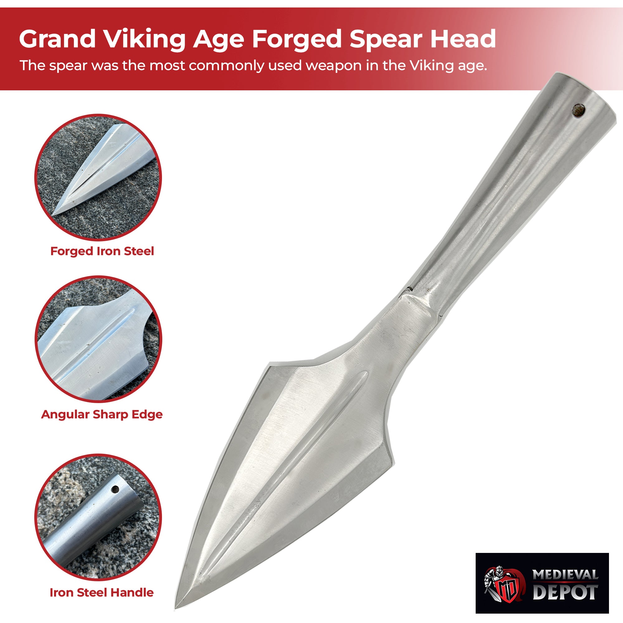 Grand Viking Age Forged Spear Head historical period - Tophatter Daily Deals