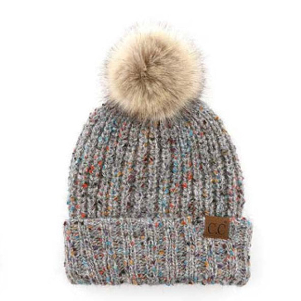 C.C® Confetti Pom Beanie Light Gray Hats - Tophatter Daily Deals