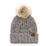 C.C® Confetti Pom Beanie Light Gray Hats - Tophatter Daily Deals