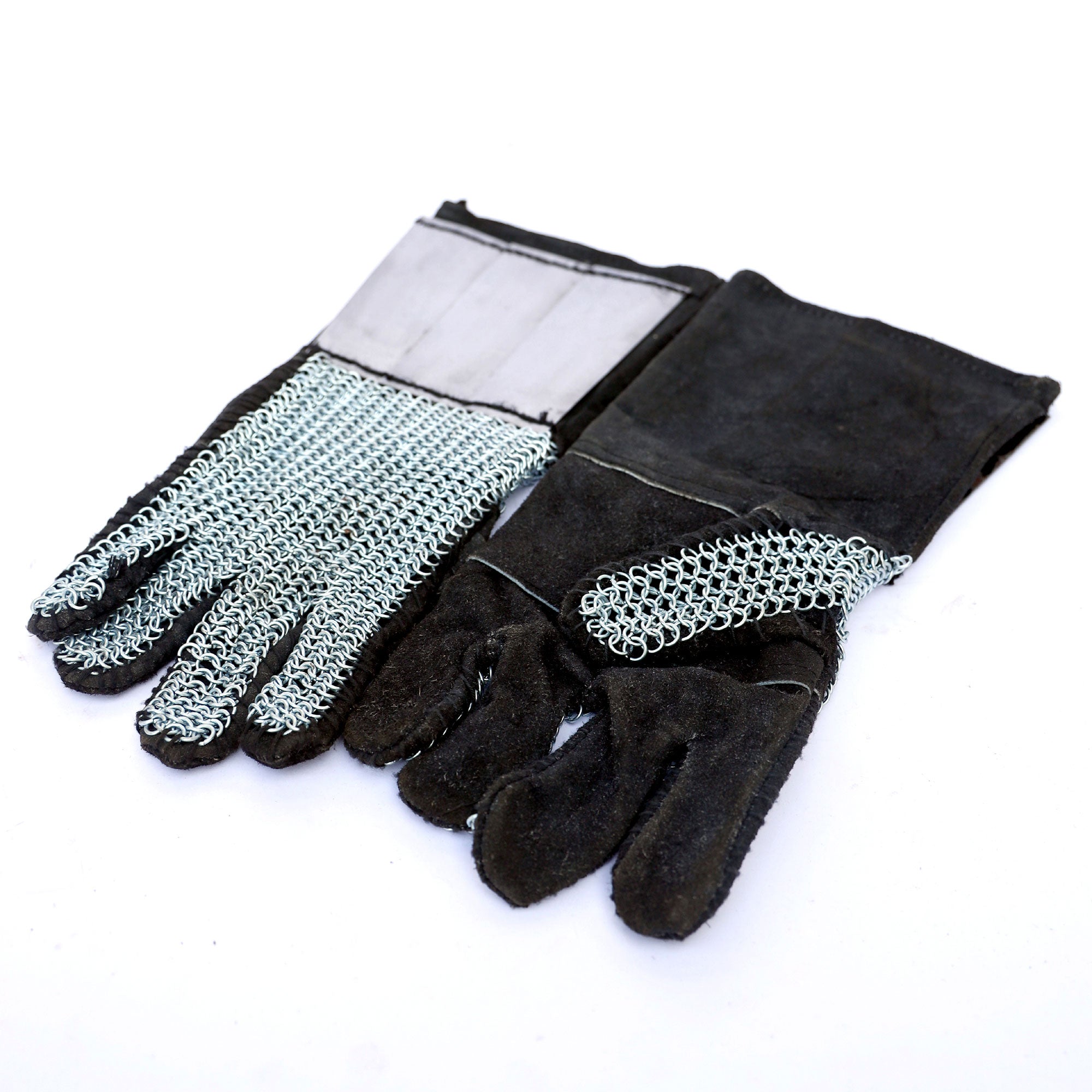 Medieval Suede Leather Glove with 18G Plate Steel Chainmail Gauntlets Leather - TOPHATTER'S ARMORY DEALS Collectible Weapons - Tophatter Daily Deals