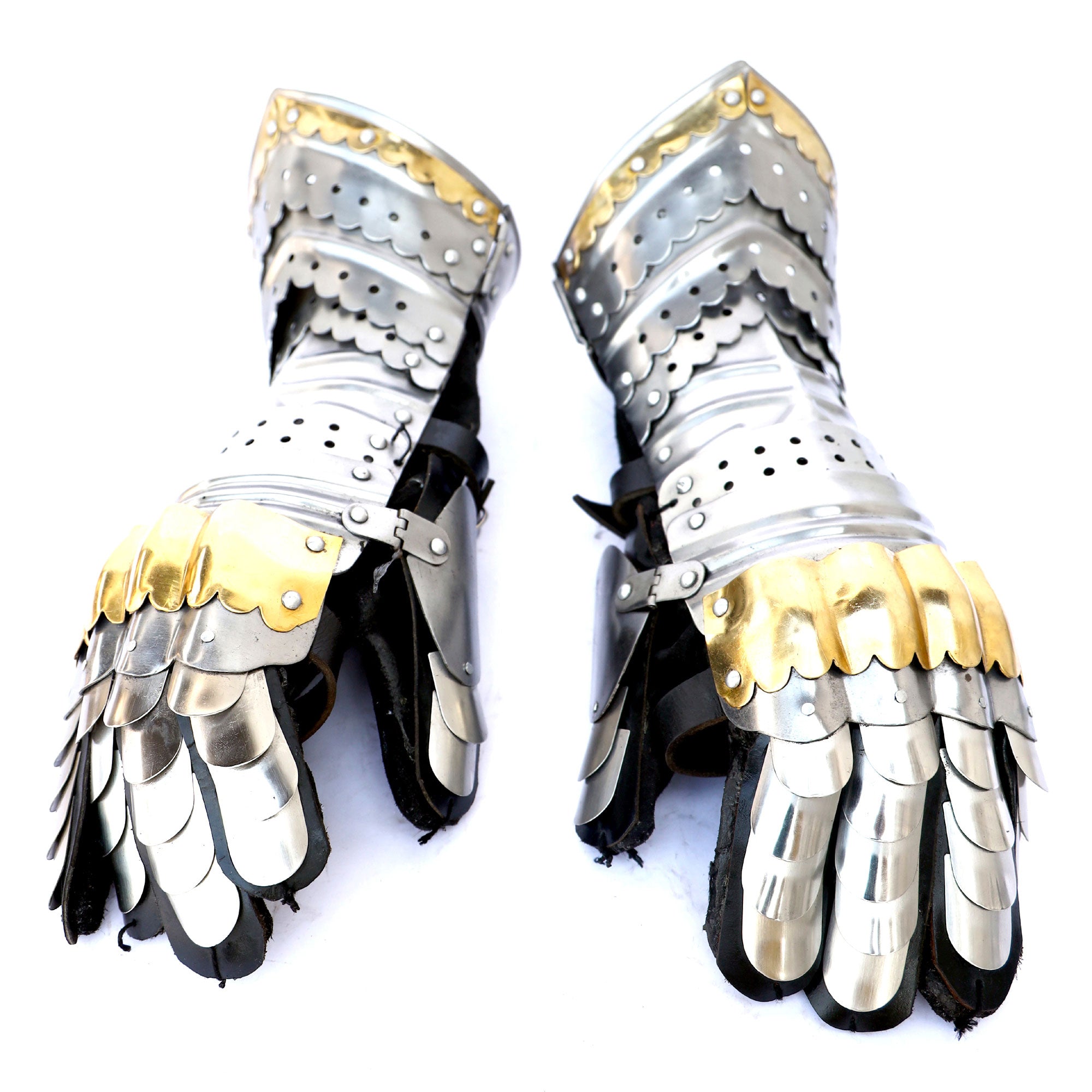 Fantasy Gothic Articulated Medieval Gauntlets Gloves 18G Steel - Tophatter's Guns'N'Weapons Store Collectible Weapons - Tophatter Daily Deals