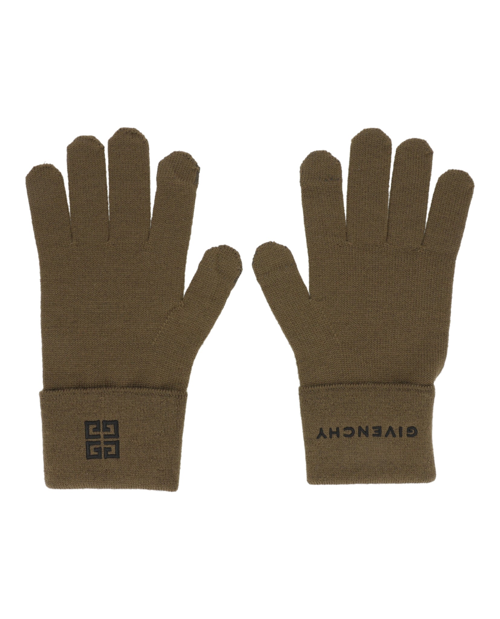 Givenchy Embroidered Logo Gloves Black Khaki-GVGUAN-U7127-16-91872-NS Gloves & Mittens - Tophatter Daily Deals