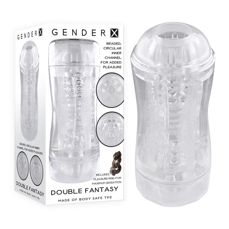 Gender X Double Fantasy – Dual-Ended Transparent Stroker > Sex Toys For Men > Masturbators Cup - Tophatter Daily Deals