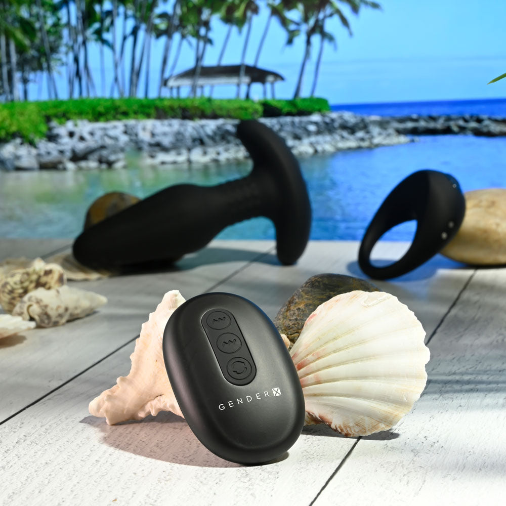 Gender X Teamwork (Black) – Remote-Controlled Vibrating Plug and Ring Set > Anal Range > Vibrating Butt Plugs - Tophatter Daily Deals