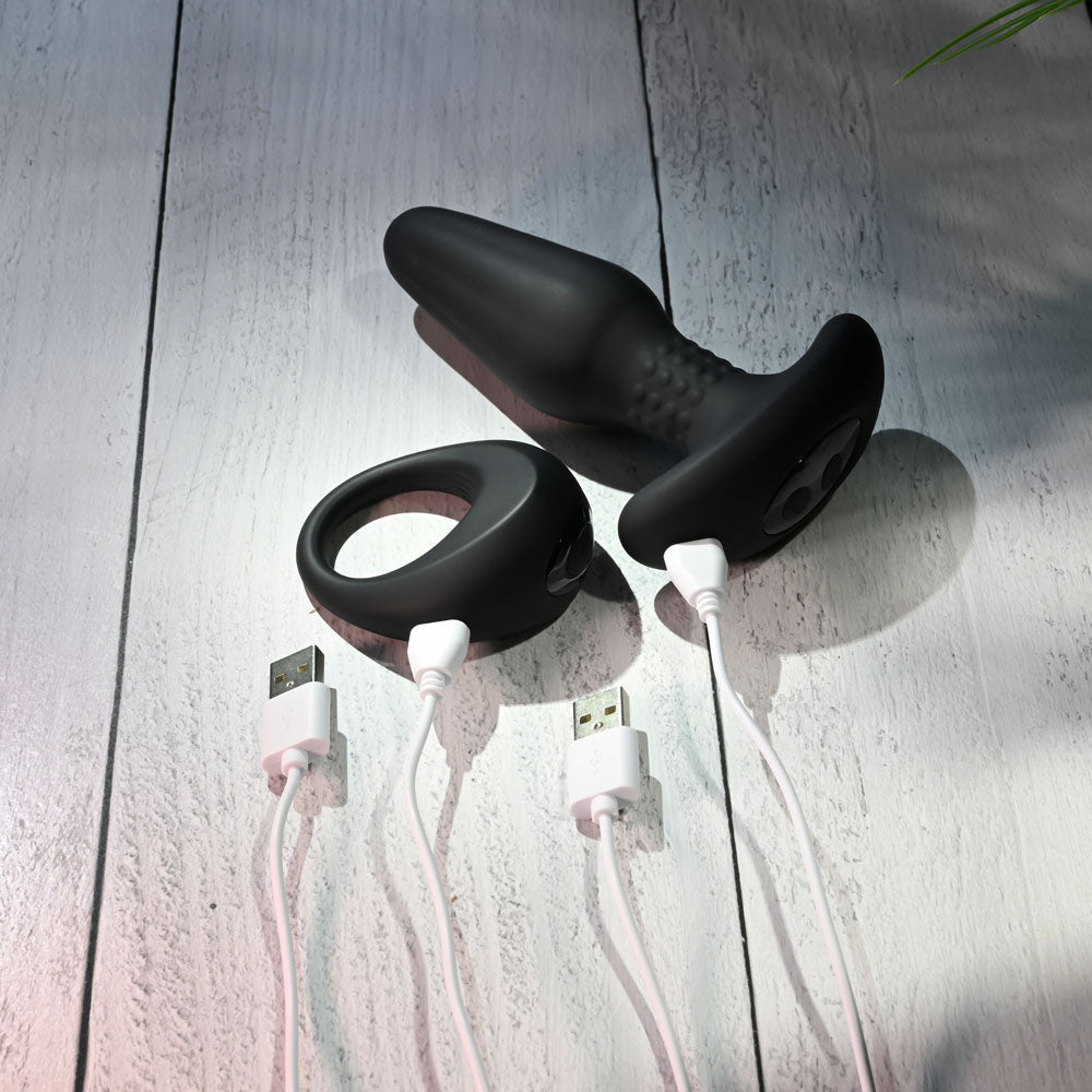 Gender X Teamwork (Black) – Remote-Controlled Vibrating Plug and Ring Set > Anal Range > Vibrating Butt Plugs - Tophatter Daily Deals