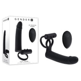 Gender X Full Swing Vibrating Cock Ring with Double Penetrator Dildo Black > Cock Ring > Vibrating - Tophatter Daily Deals