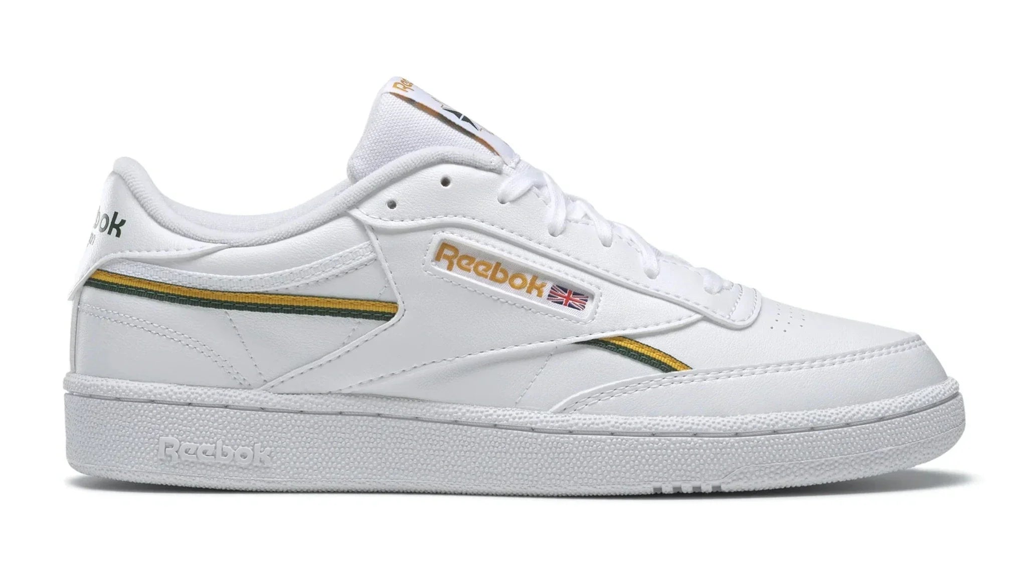Reebok Men's Club C 85 Vegan Shoes - Ftwwht/Cogold/Drkgrn Ftwwht Cogold Drkgrn Footwear - Tophatter Daily Deals