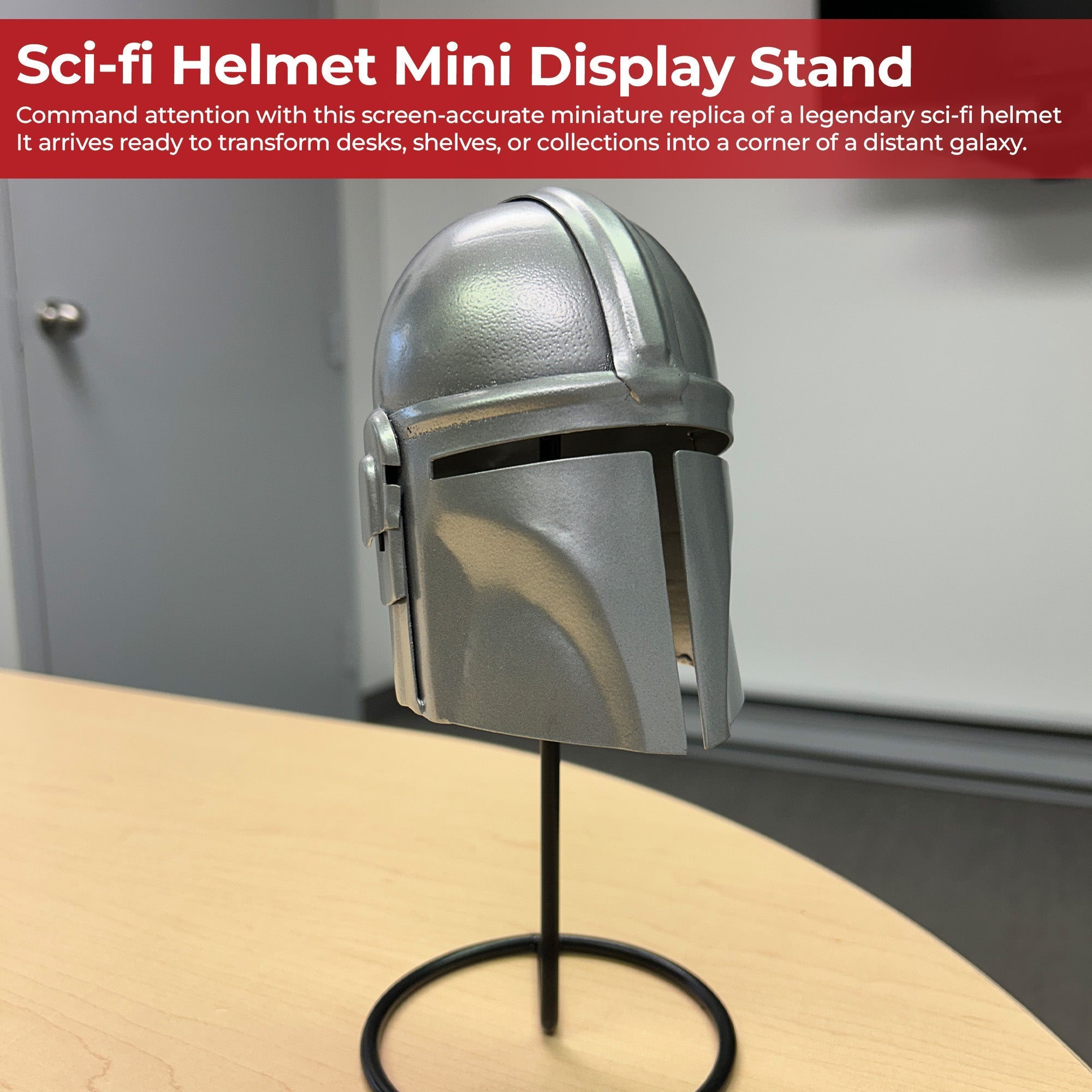Miniature Galactic Bounty Hunter Helmet Display with Stand Helmet - Tophatter Daily Deals