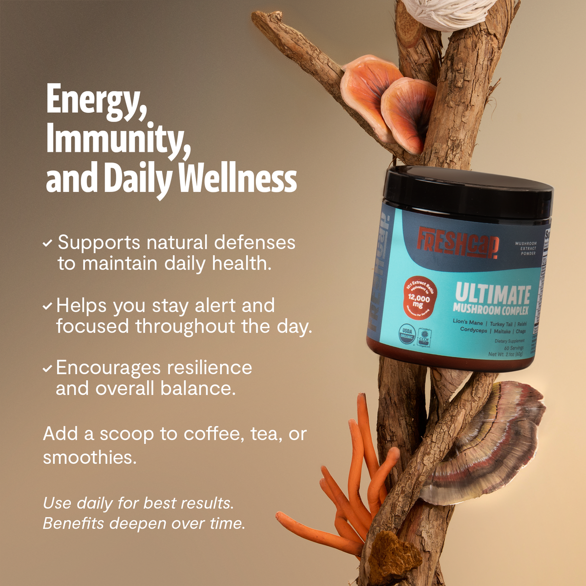 Organic Mushroom Extract Powder Blend Health & Wellness - Tophatter Daily Deals