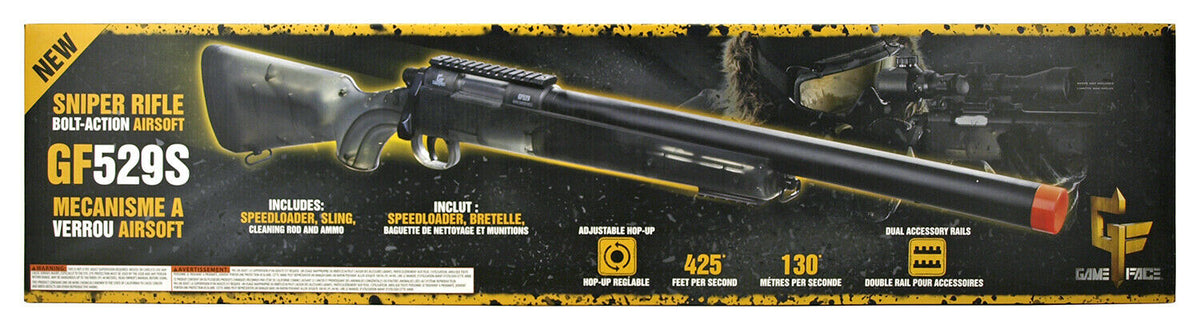 Game Face Bolt-Action Airsoft Sniper Rifle GF529S 425 FPS - Smoke Airsoft-SpringRifle - Tophatter Daily Deals