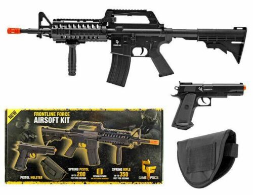 Game Face Spring Powered AR-15 350 FPS & 1911 Handgun Airsoft Kit Airsoft-SpringRifle - Tophatter Daily Deals