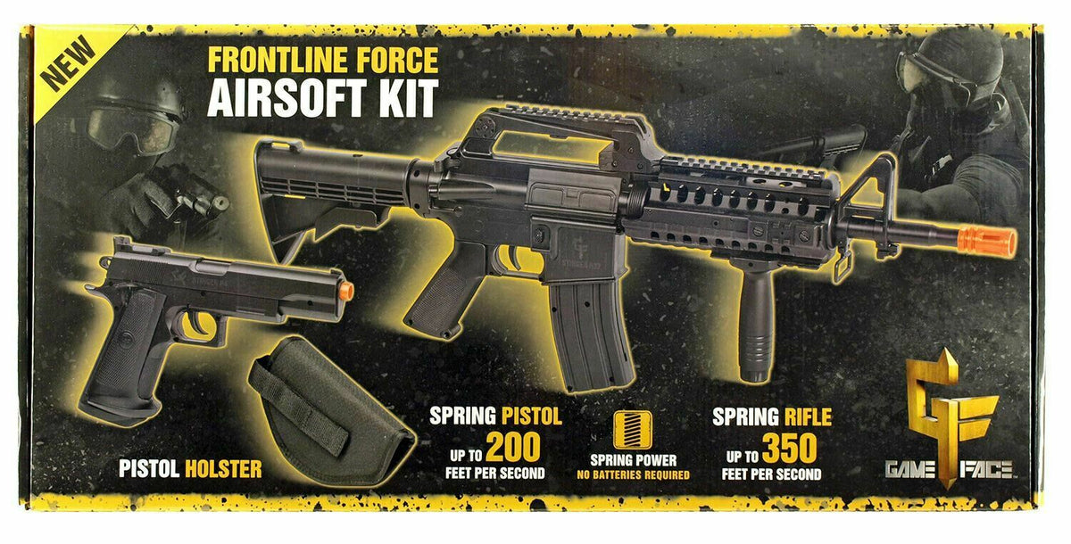 Game Face Spring Powered AR-15 350 FPS & 1911 Handgun Airsoft Kit Airsoft-SpringRifle - Tophatter Daily Deals