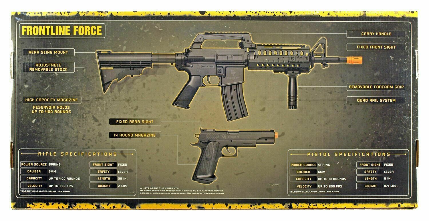 Game Face Spring Powered AR-15 350 FPS & 1911 Handgun Airsoft Kit Airsoft-SpringRifle - Tophatter Daily Deals