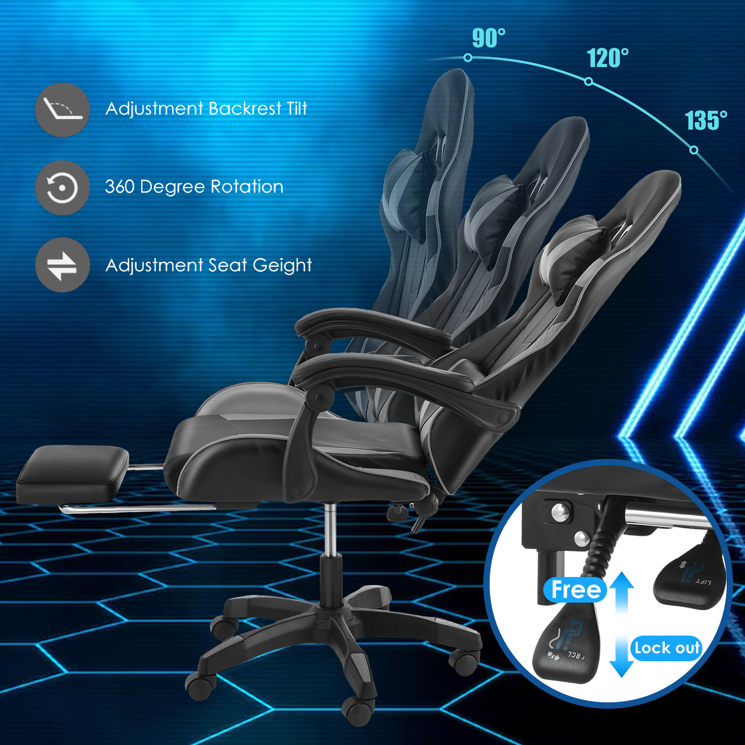 Computer Gaming Office Chair – Executive Style Gamer Chair with Wheels for Home & Office Office Chairs - Tophatter Daily Deals