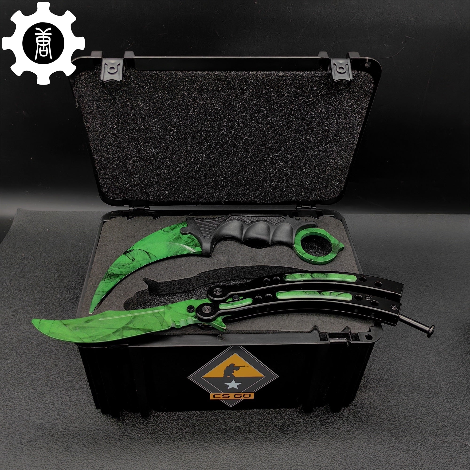 Gamma Doppler Karambit & Balisong Trainer Weapon Case Blunt Blade Props 2 Knives & Case - Tophatter Daily Deals