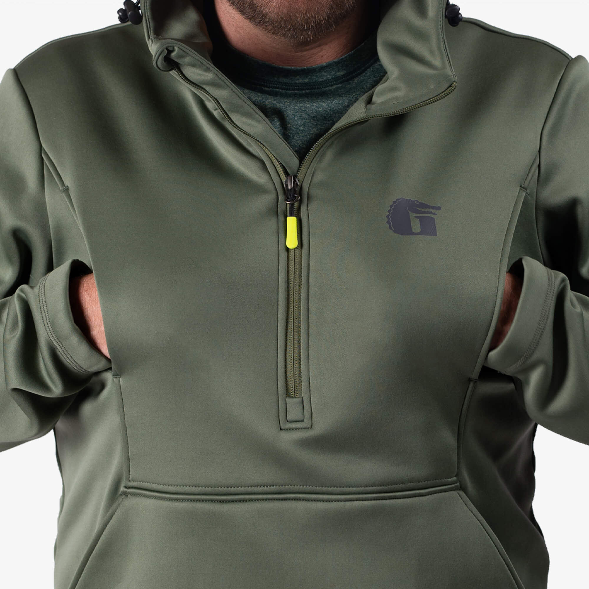 Gator Waders Catahoula 1/2 Zip Hoodie | Mens - Olive Hoodie - Tophatter Daily Deals