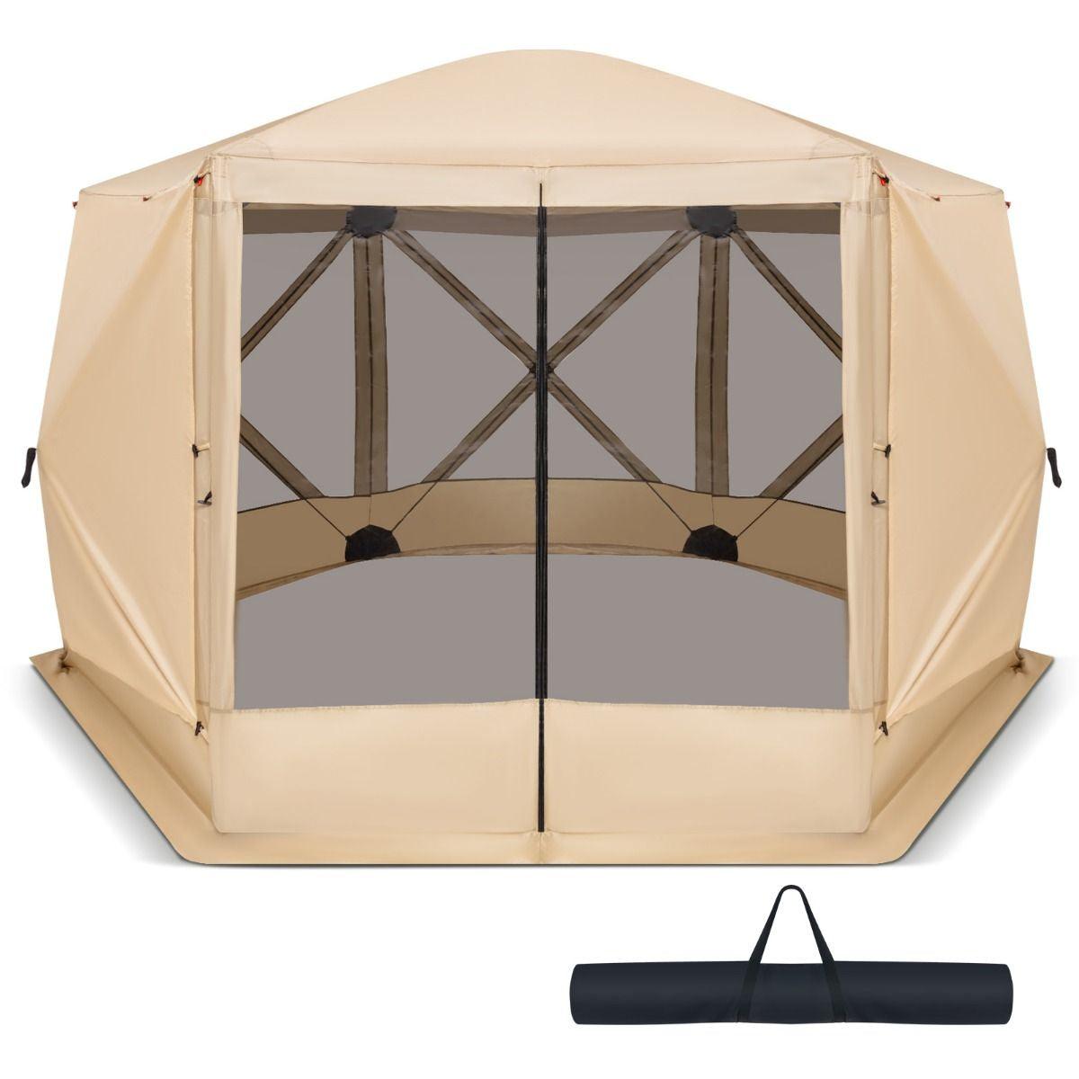 Family Camping Tent - 6-Sided Camping Gazebo Instant Setup Hub Tent with Portable Carrying Bag Camping Tent - Tophatter Daily Deals