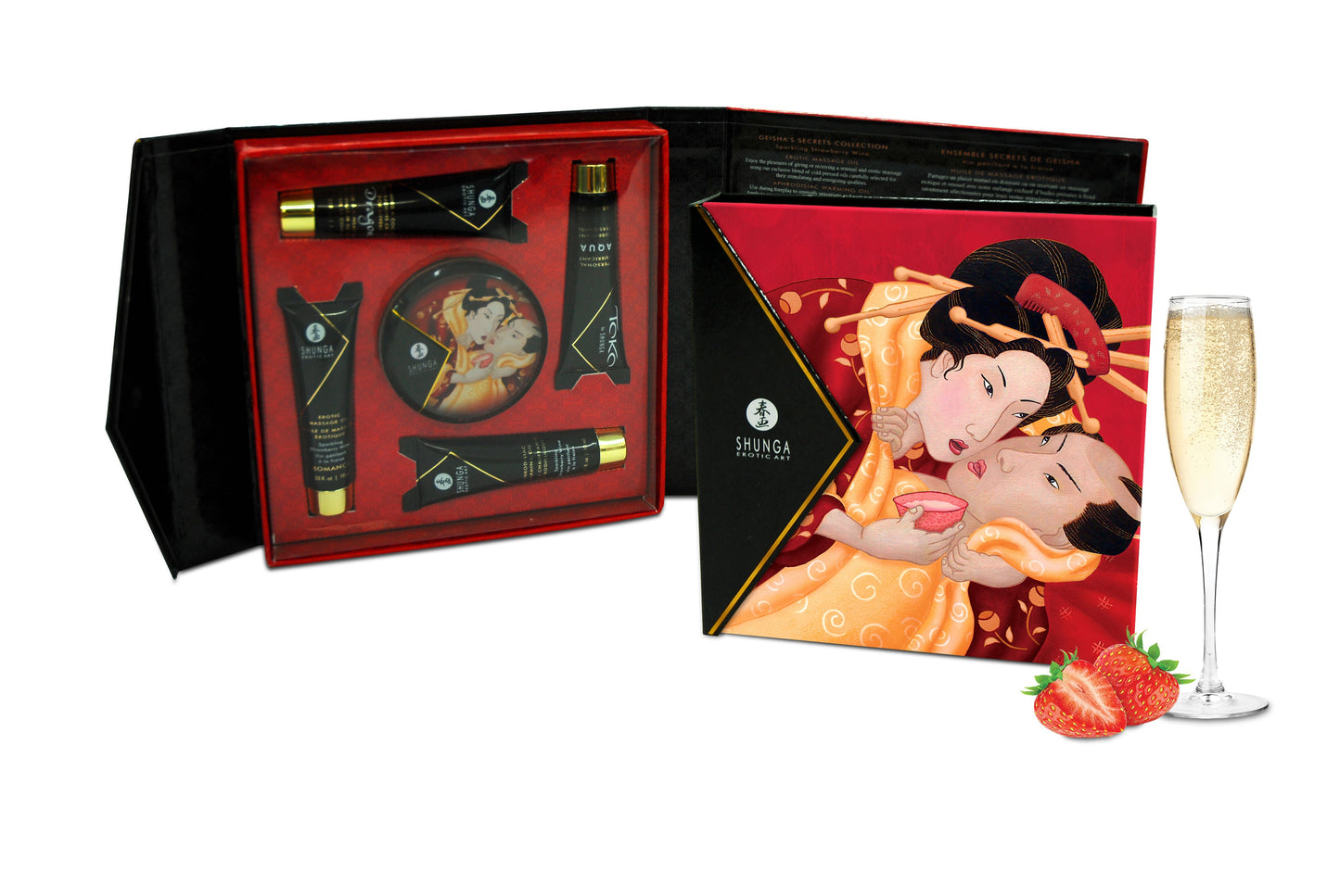 Geisha's Secrets Intimacy Gift Set with Sparkling Strawberry Wine > Essentials > Massage Gift Set - Tophatter Daily Deals