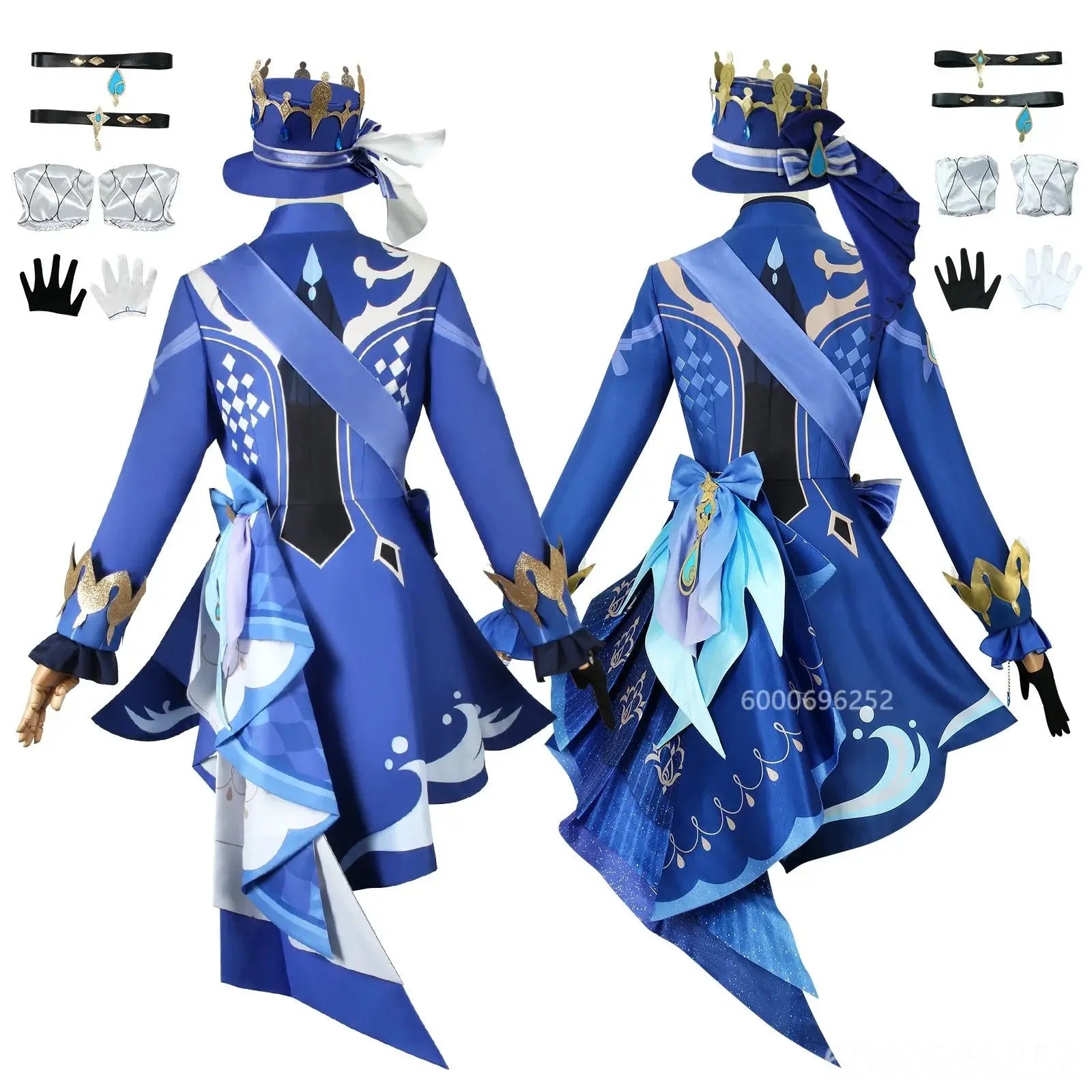Genshin Impact Fontaine Furina Focalors Cosplay Costume Black and White Uniform with Wig and Hat for Comic Con and Cosplay - Tophatter Daily Deals