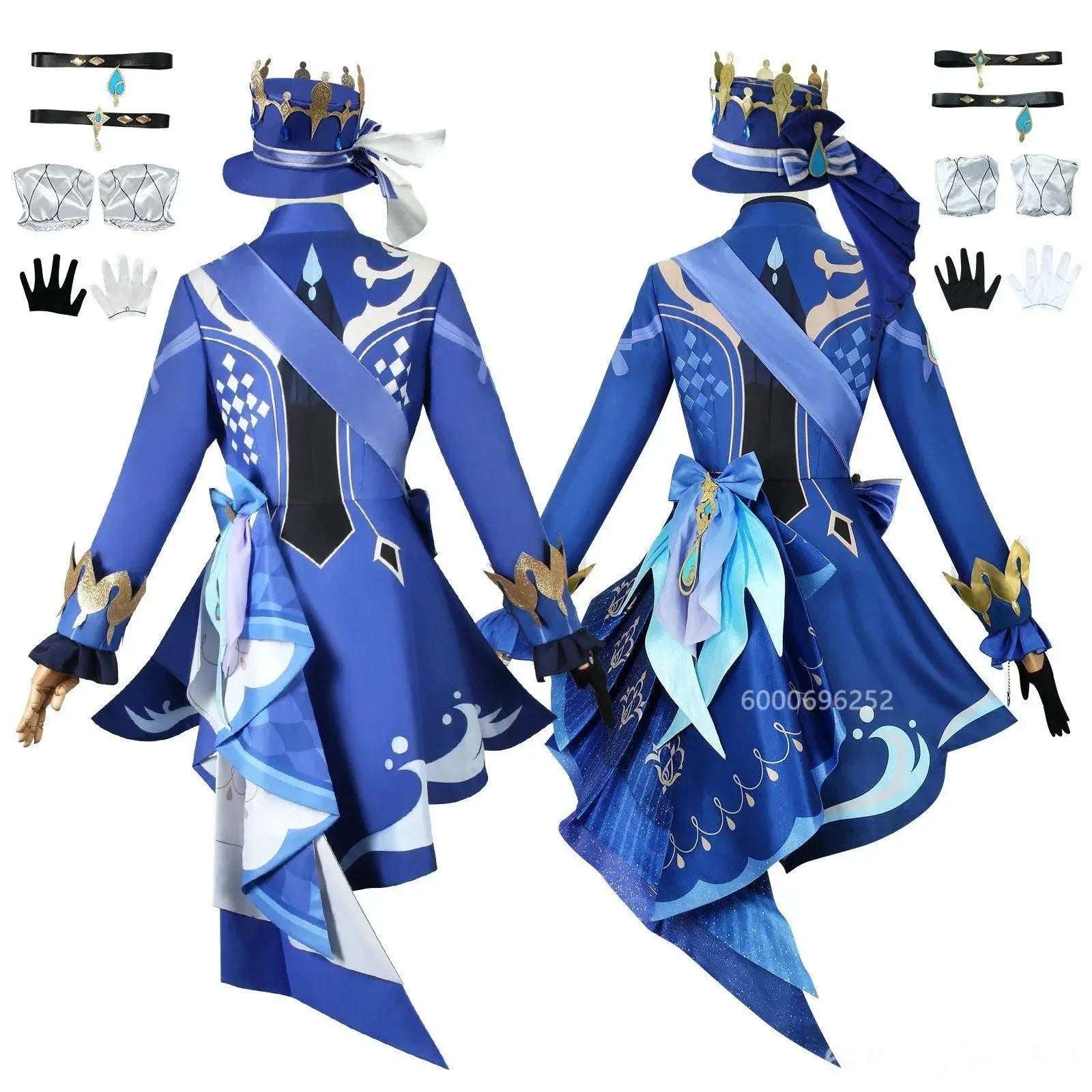Genshin Impact Fontaine Furina Focalors Cosplay Costume Black and White Uniform with Wig and Hat for Comic Con and Cosplay - Tophatter Daily Deals