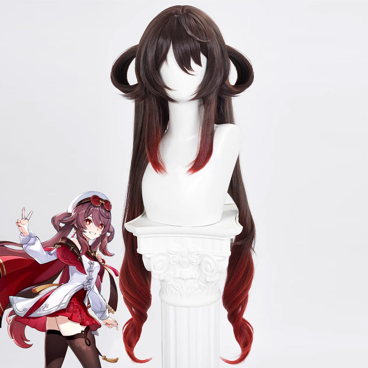 Genshin Impact Cherries Snow-Laden Hu Tao Brown Cosplay Wig Wig - Tophatter Daily Deals
