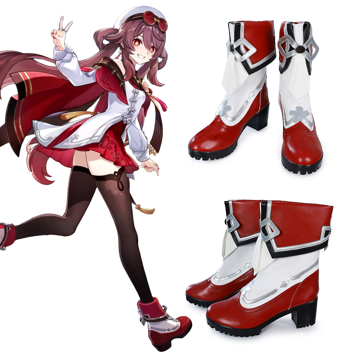 Genshin Impact Cherries Snow-Laden Hu Tao Red Cosplay Shoes Shoes/Boots - Tophatter Daily Deals