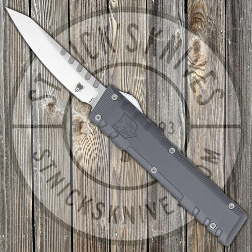 Cobratec Gentlemans OTF Knife - Grey - 154CM,Drop Point - Not Serrated - GENTGRYCM154DNS Knives - Tophatter Daily Deals