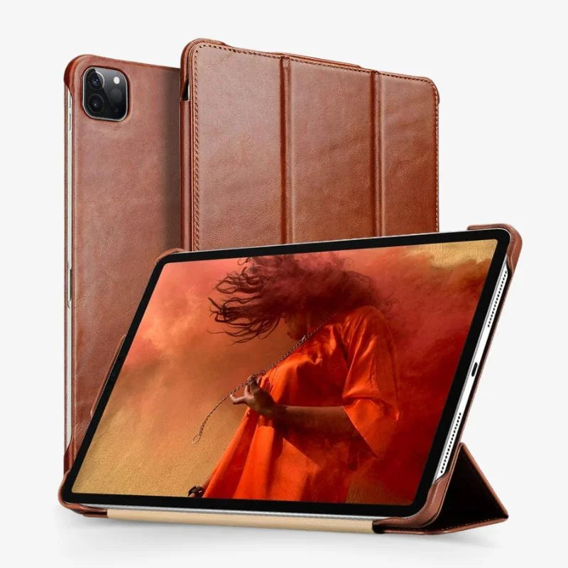 iPad Pro Case Leather Tri Fold Stand Brown Premium Slim - Tophatter Daily Deals