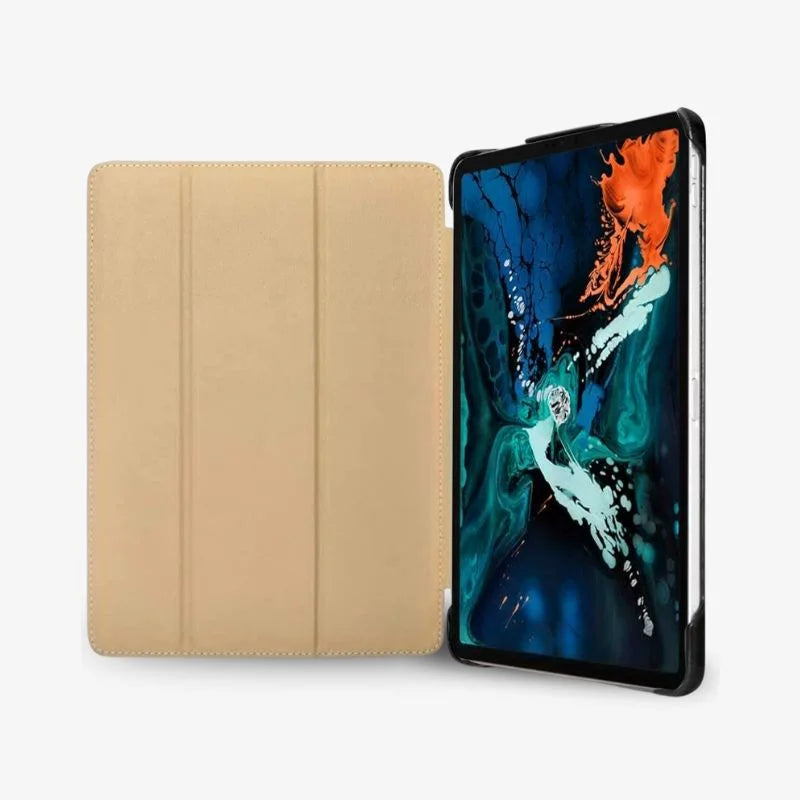 iPad Pro Case Leather Tri Fold Stand Brown Premium Slim - Tophatter Daily Deals