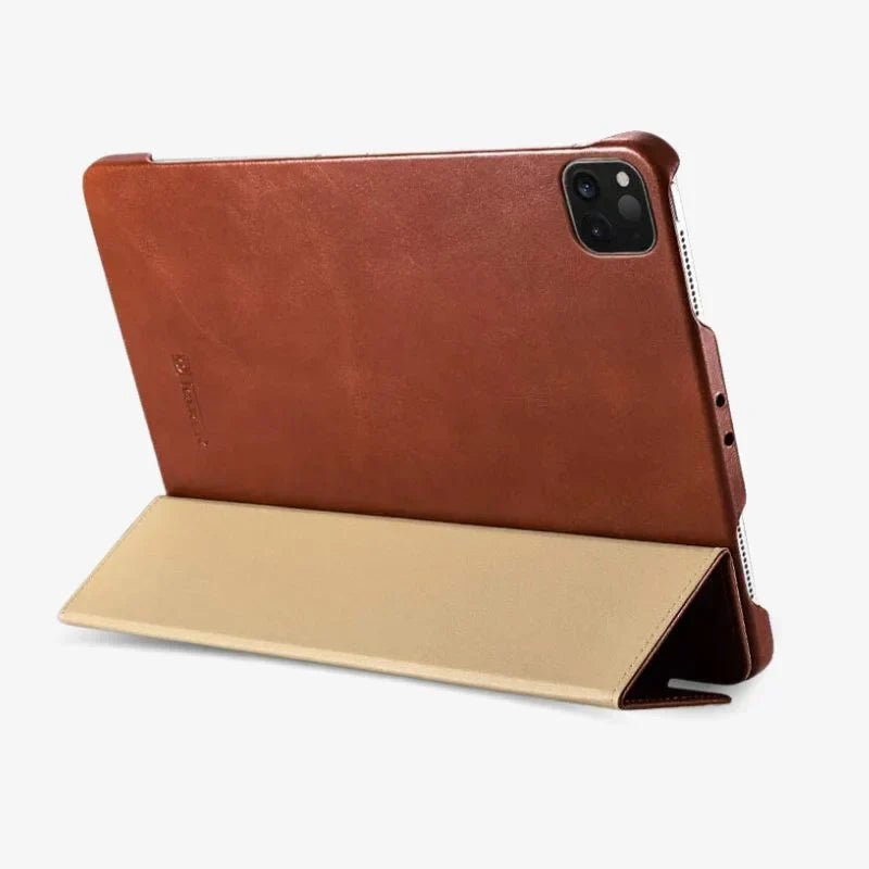 iPad Pro Case Leather Tri Fold Stand Brown Premium Slim - Tophatter Daily Deals
