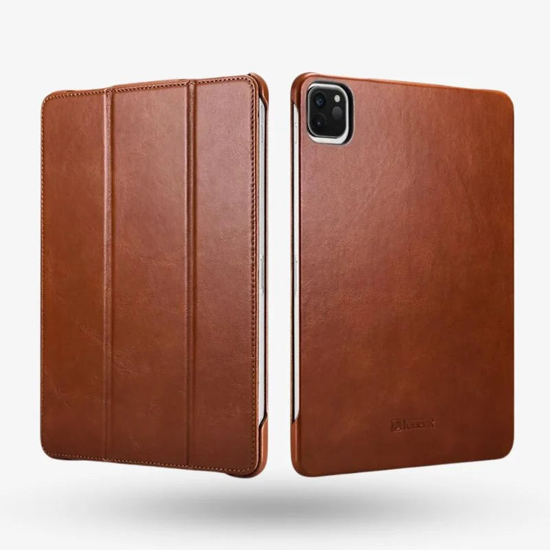 iPad Pro Case Leather Tri Fold Stand Brown Premium Slim Brown - Tophatter Daily Deals
