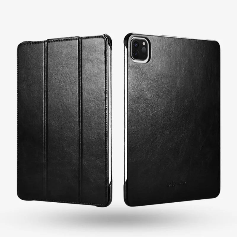 iPad Pro Case Leather Tri Fold Stand Brown Premium Slim Black - Tophatter Daily Deals