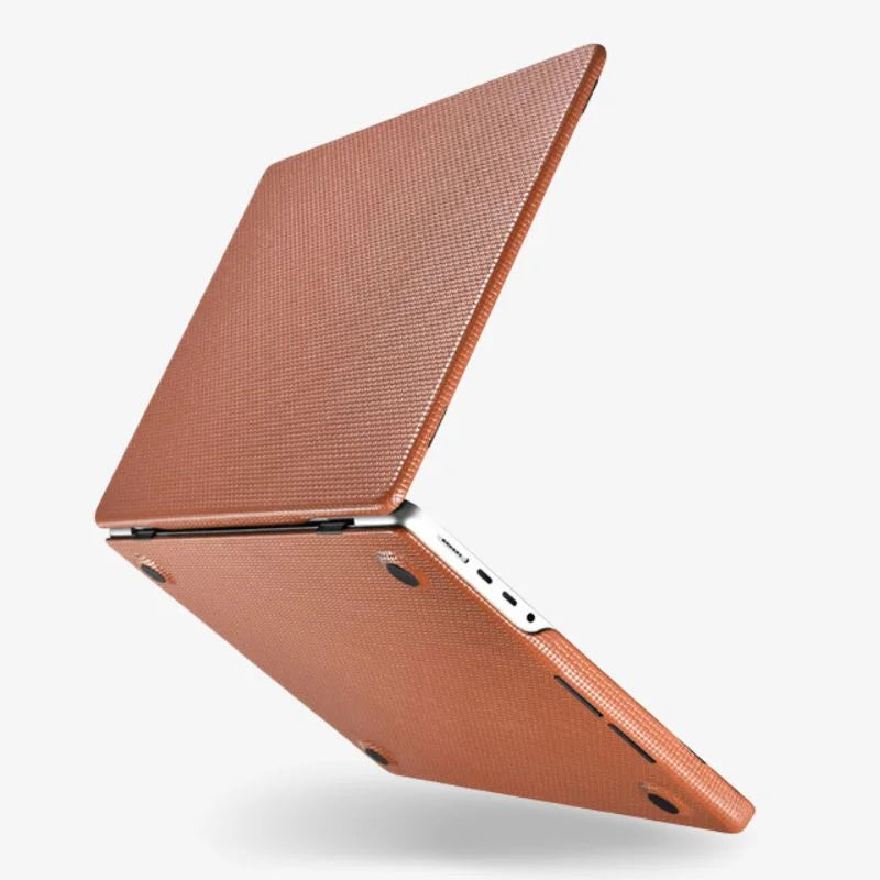 MacBook Pro Leather Case 14 16 Inch Textured Slim Shell Brown - Tophatter Daily Deals